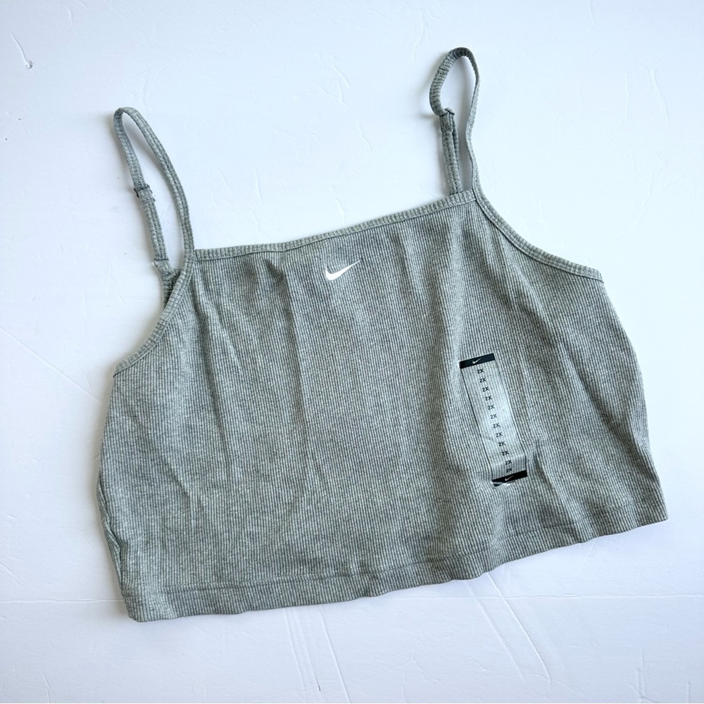 Nike Gray Ribbed Crop Tank Top Center Swoosh Plus Size 2X NWT